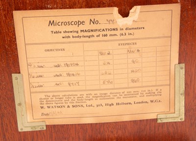 Lot 269 - A W Watson & Sons Ltd. 'Service' Microscope