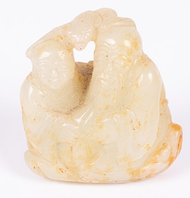 Lot 26 - A Chinese jade carving of an old man and a boy