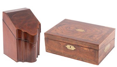 Lot 285 - A George III mahogany inlaid knife box