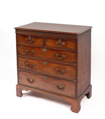 Lot 367 - A mahogany chest of two short and three long drawers