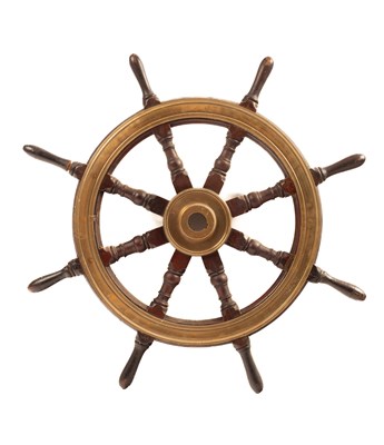 Lot 256 - A brass mounted ship's wheel