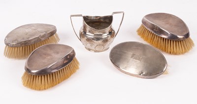 Lot 18 - Two pairs of silver mounted brushes
