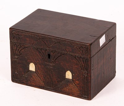 Lot 288 - A 17th Century style oak tea caddy