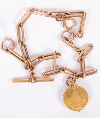 Lot 29 - A 15ct gold albert chain with George III guinea locket