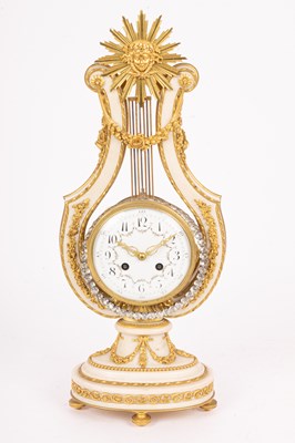 Lot 496 - A French lyre-shaped mantle clock