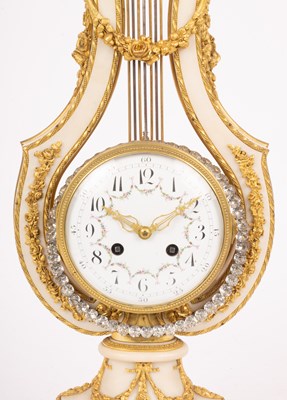 Lot 496 - A French lyre-shaped mantle clock