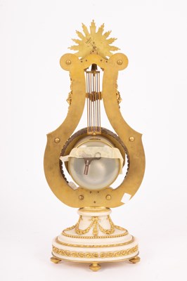 Lot 496 - A French lyre-shaped mantle clock