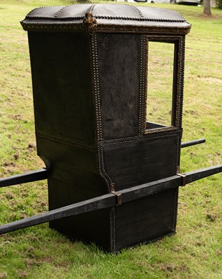 Lot 414 - An 18th century Turin black neat's leather chair