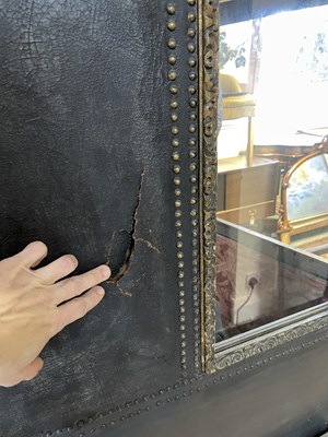 Lot 414 - An 18th century Turin black neat's leather chair
