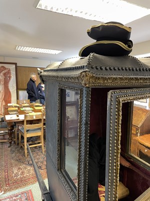 Lot 414 - An 18th century Turin black neat's leather chair