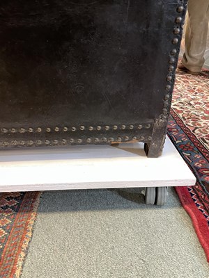 Lot 414 - An 18th century Turin black neat's leather chair