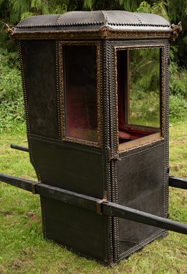 Lot 414 - An 18th century Turin black neat's leather chair