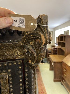 Lot 414 - An 18th century Turin black neat's leather chair