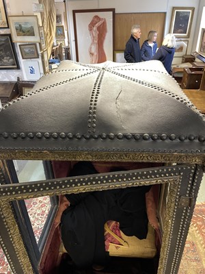 Lot 414 - An 18th century Turin black neat's leather chair