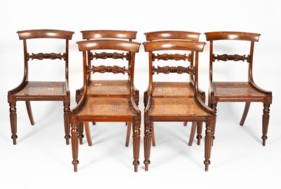 Lot 391 - A set of six George IV solid rosewood dining chairs