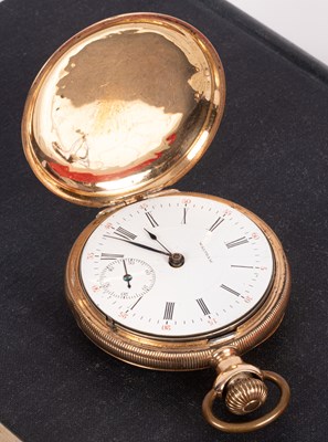 Lot 121 - A 14k gold-cased hunter pocket watch