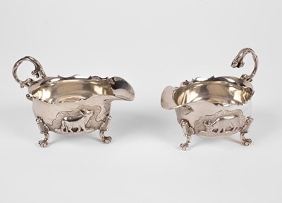 Lot 50 - A pair of unusual silver sauce boats