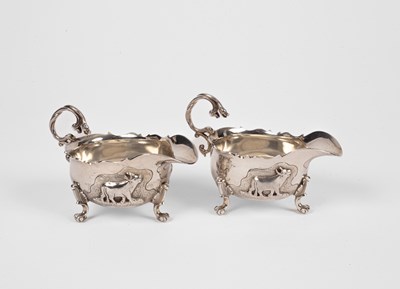 Lot 50 - A pair of unusual silver sauce boats