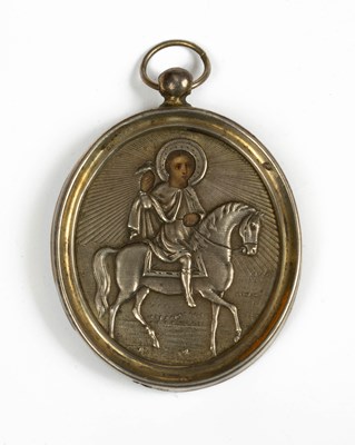 Lot 816 - A Russian silver icon pendant