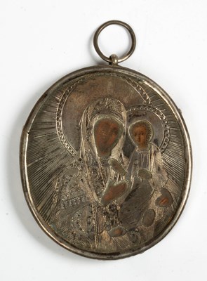 Lot 418 - A Russian silver icon pendant