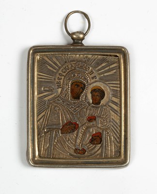 Lot 818 - A Russian silver icon pendant