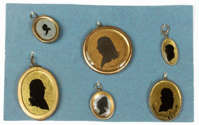 Lot 343 - A set of six Victorian silhouette pendants