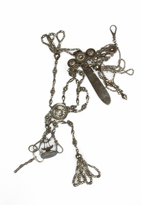 Lot 353 - A Georgian cut steel chatelaine