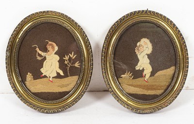 Lot 902 - A pair of 19th Century needlework and watercolour pictures