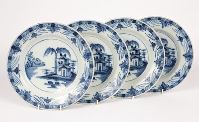 Lot 774 - Four English delftware blue and white plates