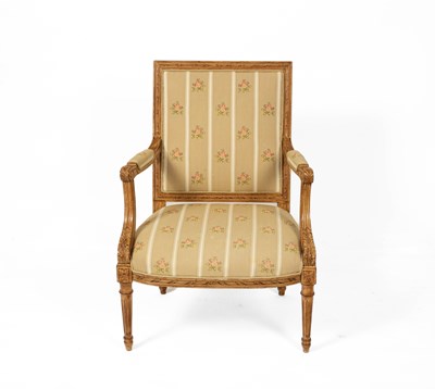 Lot 615 - A Louis XVI style open armchair