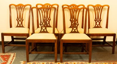 Lot 624 - A set of six George III style mahogany dining chairs