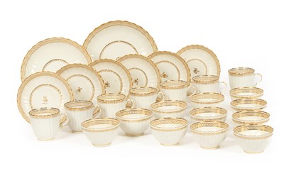 Lot 206 - A Caughley reeded white and gilt part tea service