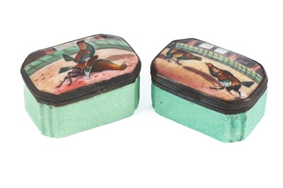 Lot 99 - A pair of Staffordshire enamel snuff boxes