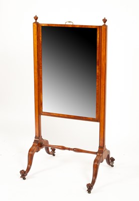 Lot 58 - An Edwardian satin birch cheval mirror