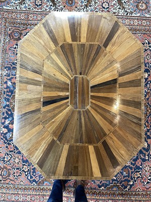 Lot 111 - A late George III rosewood banded exotic specimen wood octagonal breakfast table