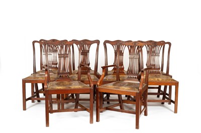 Lot 108 - A set of ten George III style mahogany dining chairs