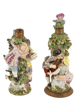 Lot 139 - Two Chelsea style porcelain scent bottles