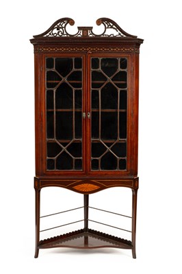 Lot 170 - A George III Irish inlaid mahogany corner cabinet