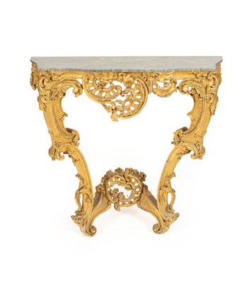 Lot 50 - A mid Victorian gilt gesso serpentine console table