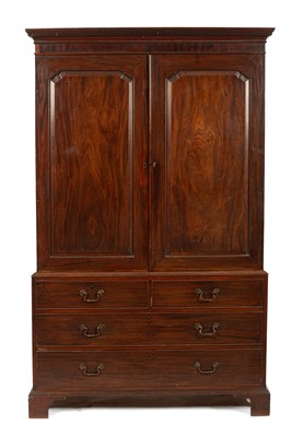 Lot 220 - A George III figured mahogany linen press