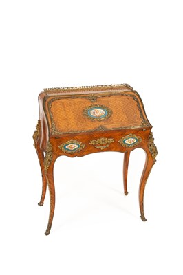 Lot 49 - A Louis XV style ormolu mounted kingwood bureau de dame