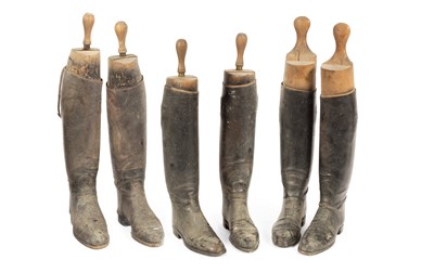 Lot 175 - Three pairs of leather hunting boots