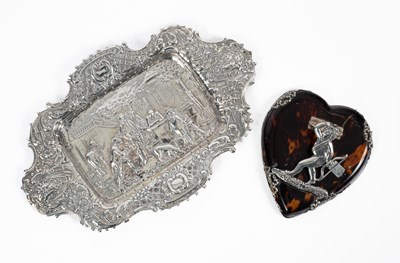 Lot 300 - A Victorian silver mounted tortoiseshell heart-shaped letter clip