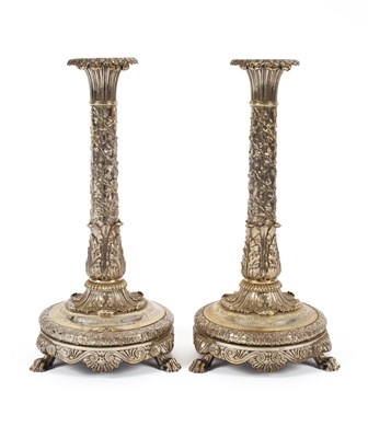 Lot 196 - Royal Interest: A pair of William IV silver candlesticks