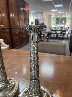 Lot 196 - Royal Interest: A pair of William IV silver candlesticks