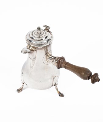 Lot 11 - A French pear-shaped silver chocolate pot