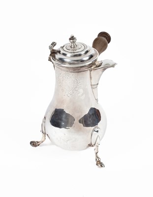 Lot 11 - A French pear-shaped silver chocolate pot