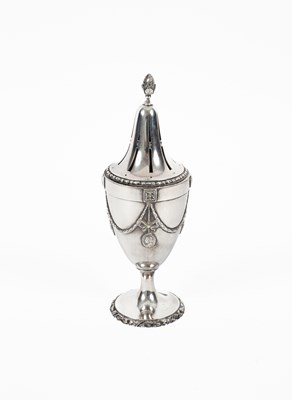 Lot 63 - A Dutch urn-shaped silver caster