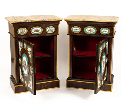 Lot 51 - A pair of Napoleon III calamander pier cabinets