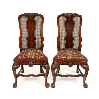 Lot 105 - A pair of Dutch walnut dining chairs